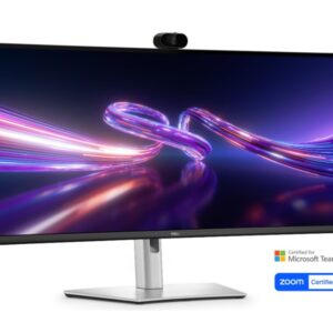 Dell P3426WEV, 34.1"  Curved Webcam Monitor, IPS Anti-Glare, 5ms, 100 Hz, 1500:1, 350 cd/m2, UW-QHD 3440x1440, 99% sRGB, HDMI, Display Port, USB-C Hub, RJ45, Webcam, KVM Switch, PD 90W, Height Adjustable, Pivot, Swivel, Tilt, Black